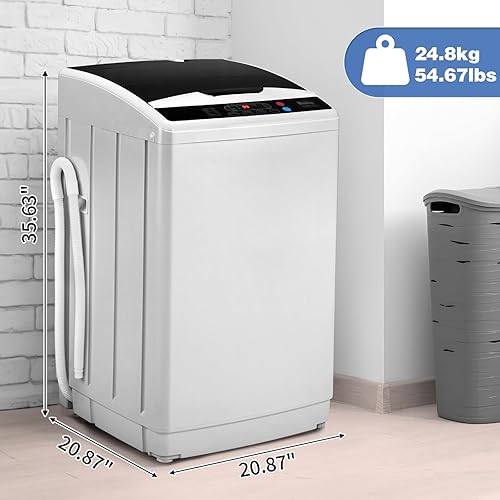 Miniatura 6 de Winado Lavadora portátil de 25 libras, máquina de lavandería completamente automática con tambor de acero inoxidable, 10 programas de lavado
