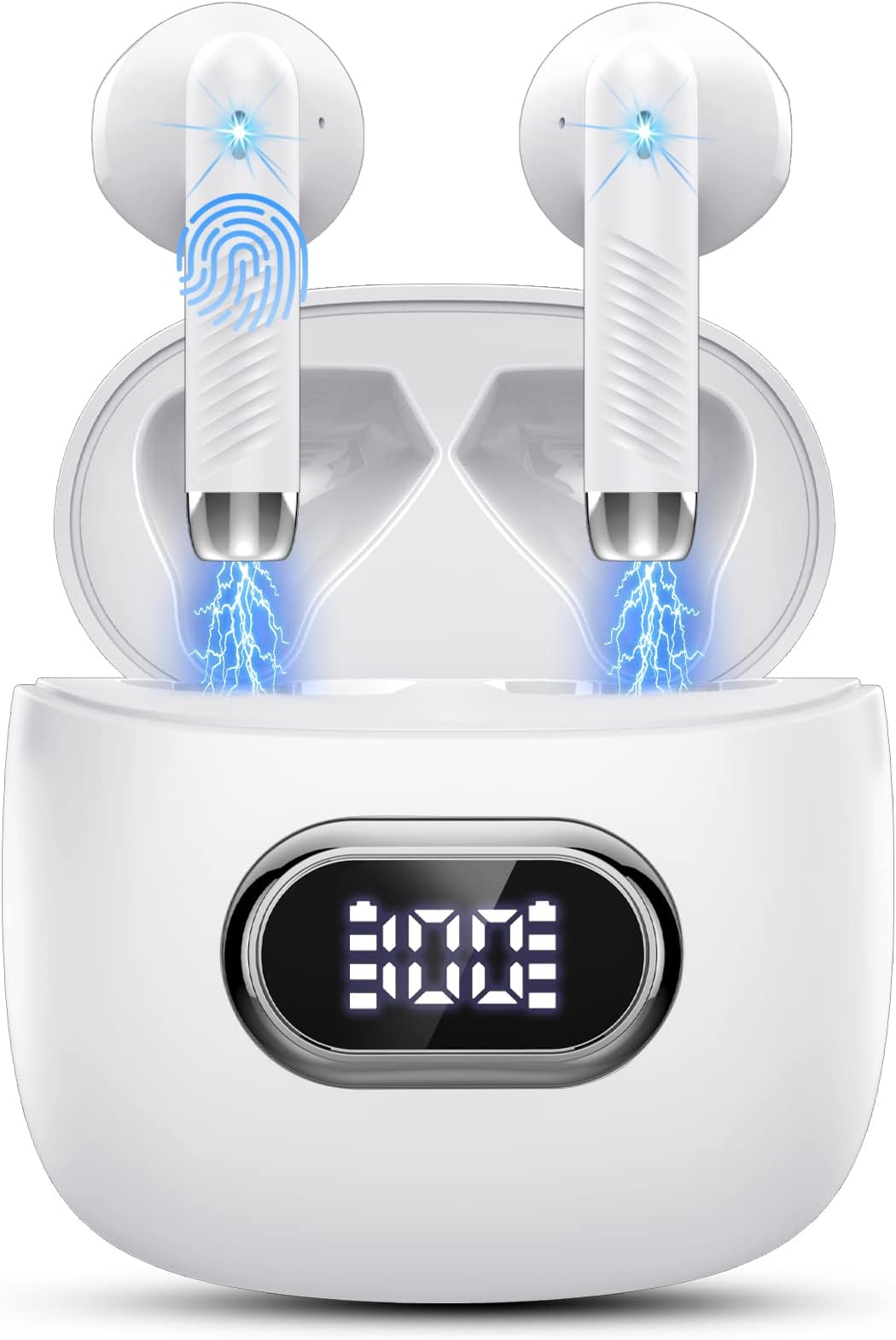 Wireless Earbuds, Bluetooth 5.3 Headphones Mini Wireless Headphones In Ear with ENC Noise Cancelling Mic, 42H Bluetooth Earbuds with HiFi Stereo Bluetooth Earphones Sport IP7 Waterproof, LED Display