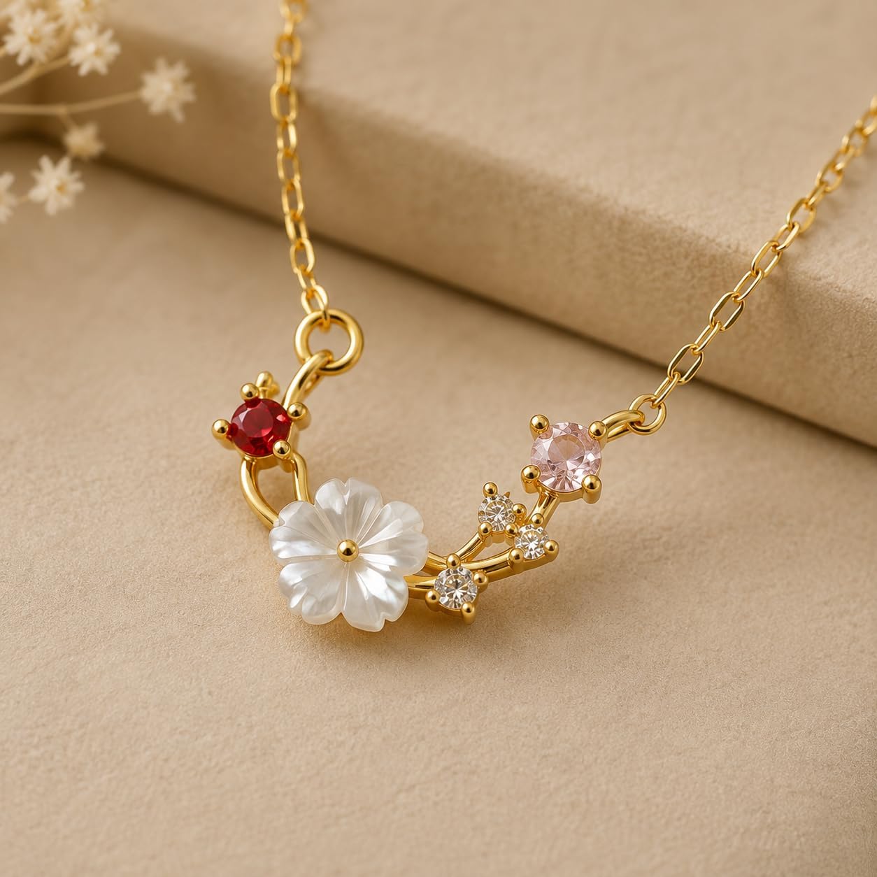 Gold Chain Flower Necklace for Women Floral Pendant Choker Statement Necklace Jewelry Mothers Day Anniversaries Birthday Christmas Special Occasions Gifts image 4