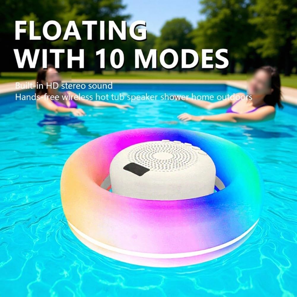 Altoparlante Bluetooth galleggiante impermeabile per piscina con luce ambientale RGB, scatola radio portatile 22 x 22 x 7,5 cm in plastica (blu)