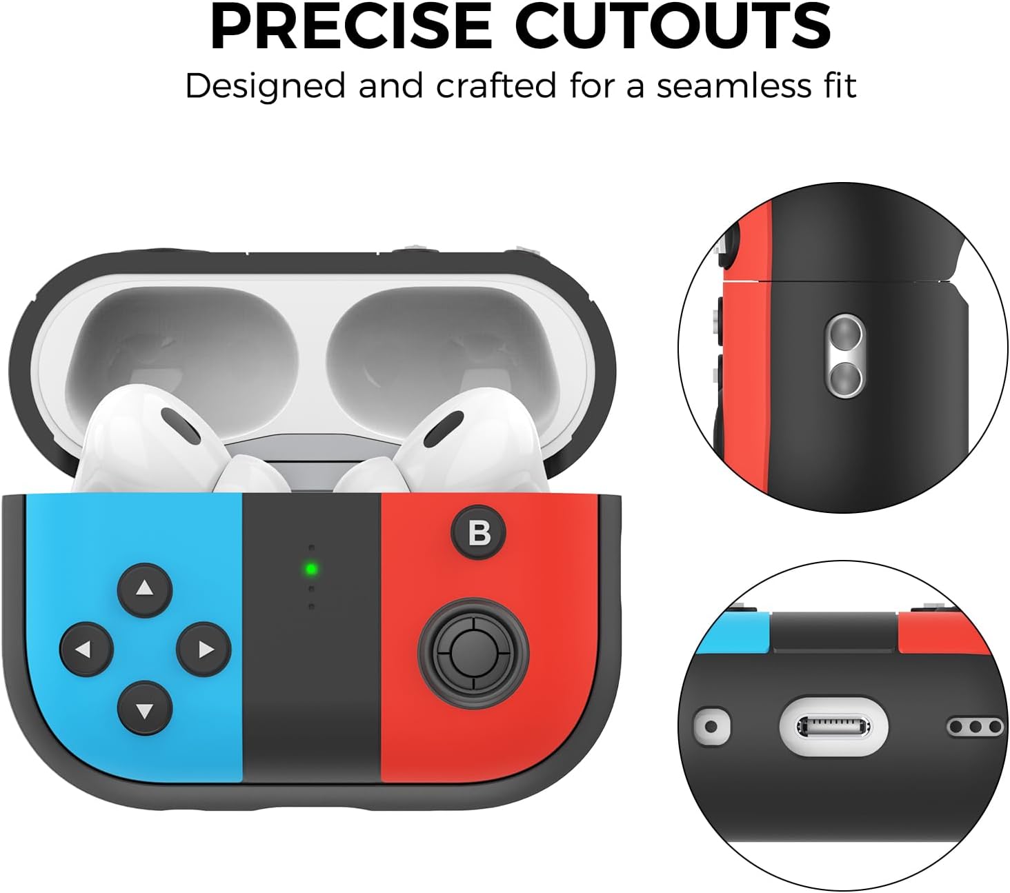 TRONWIN Silicone Airpods Pro 2 Case Protective Cover Skin Gamepad Design for Airpods Pro 2022 thumbnail