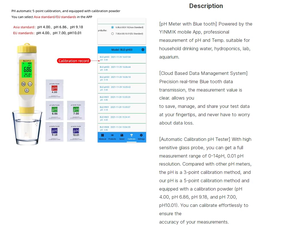 BLE-P-3 pH Meter Calibration Process