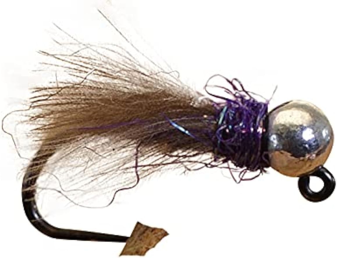 Tungsten Purple Hot Spot Jig Head Fly Euro Nymph Tied on Hanak Hooks - 6ct Packs