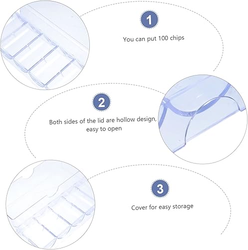 Miniatura 4 de FELTECHELECTR Caja de chips Caja organizadora de plástico, contenedores de plástico transparente, almacenamiento de fichas de póquer, bandejas de