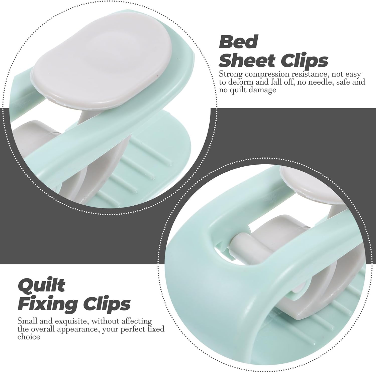50pcs Quilt Fasteners and Bed Sheet Clips Set, No- Invisible Quilt Clip Fixers in Fresh Green, Multi-use Comforter for Bedding and Curtains