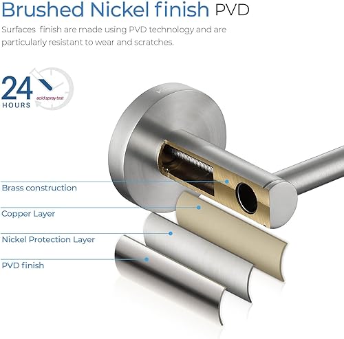 Miniatura 5 de Kibi Portarrollos circulares de papel higiénico  Moderno soporte de papel higiénico montado en la pared, construcción de latón resistente,