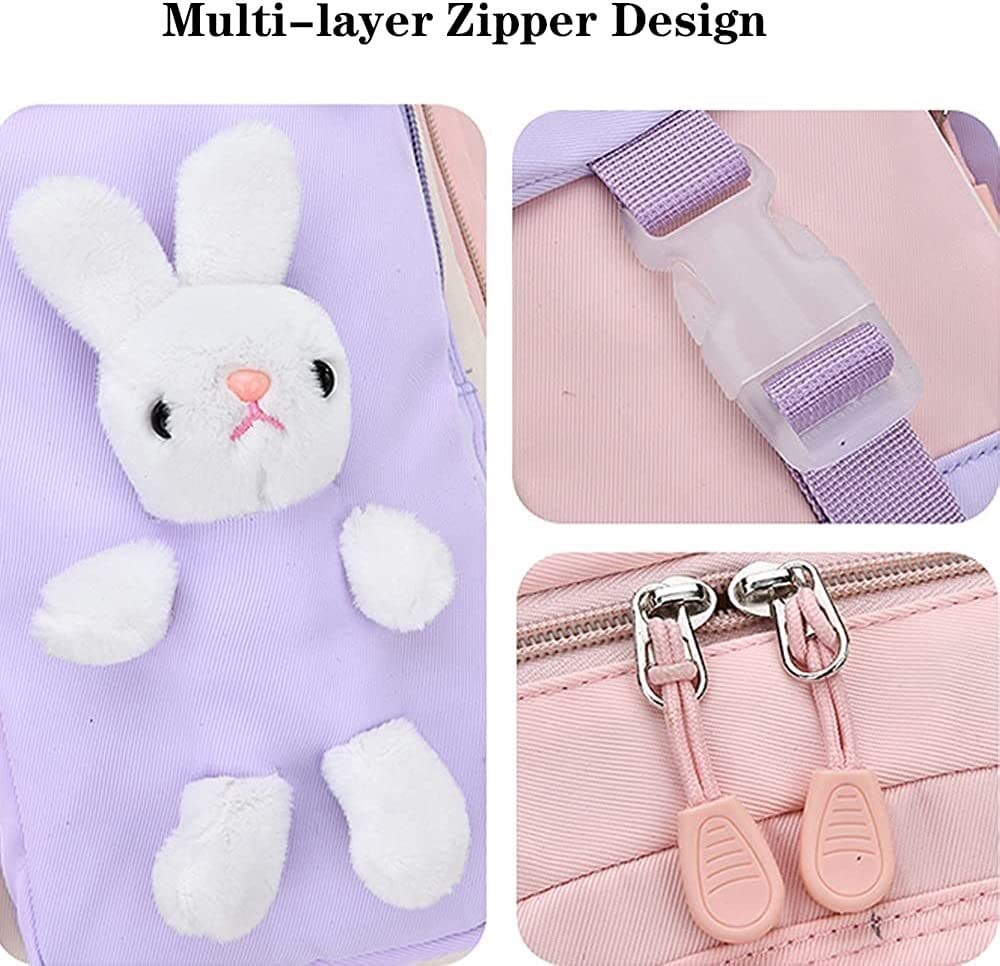 Zaino Con Orecchie Da Coniglio Kawaii – In Nylon, Grande Capacità, Per Ragazze, Scuola E Viaggi - 3