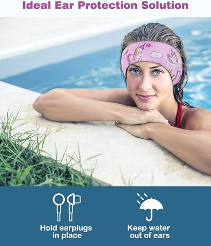 Miniatura 9 de MoKo Diadema de natación para niños, linda diadema Swinmmers banda para las orejas para niños que mantienen el agua fuera, banda de protección para