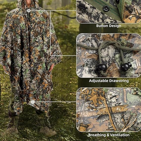 Poncho thermique camouflage 3D imperméable à séchage rapide - 5