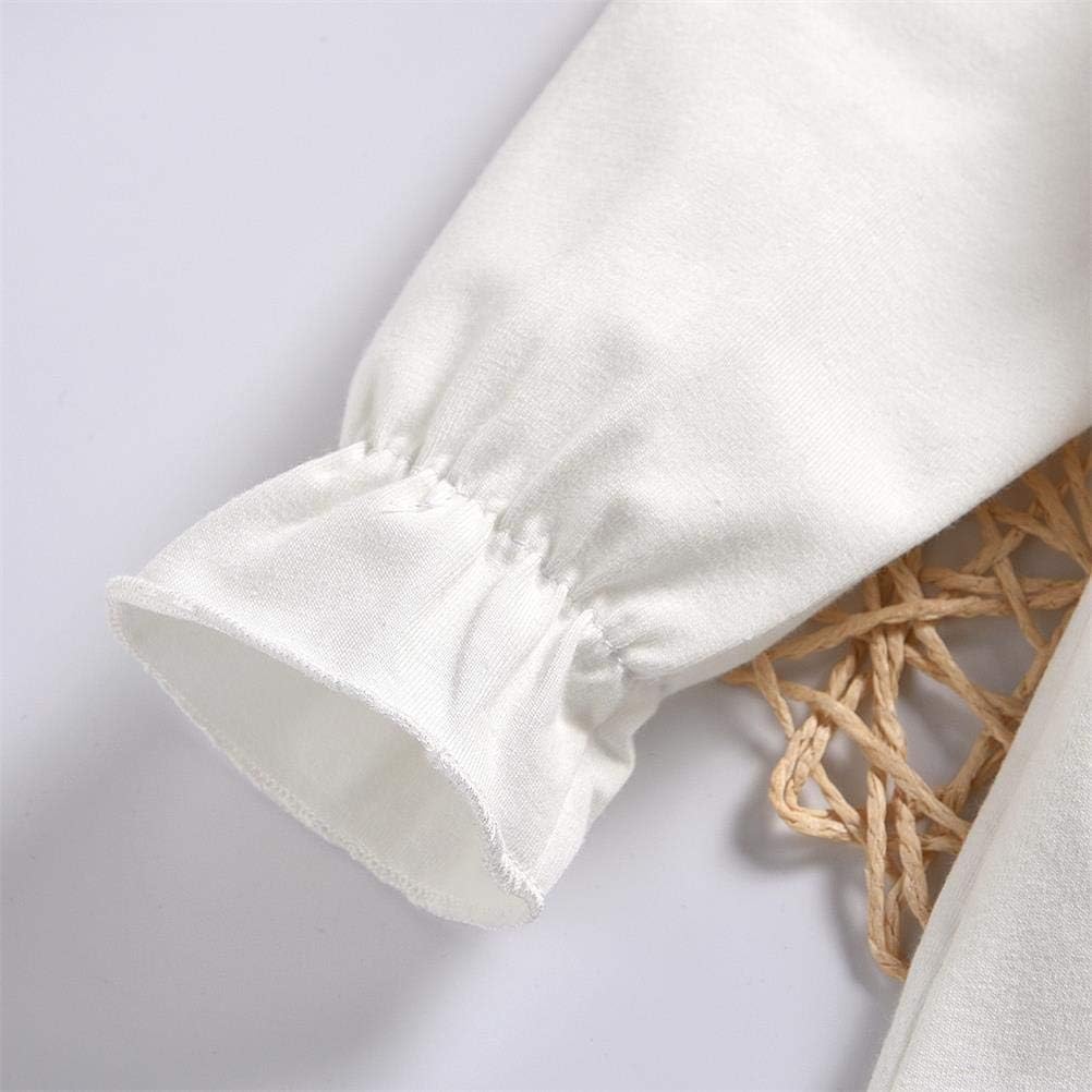 MODNTOGA Kids Baby Girl Long Sleeve Collar Shirt Toddler White Blouse Puff Short Sleeve T-Shirt Solid Color Basic Top Bottom - Image 2
