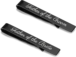 YUUNEI 2/7/10 Pack Wedding Tie Clips for Groom, Groomsman, Best Man, Father of the Groom, Father of the Bride- Black