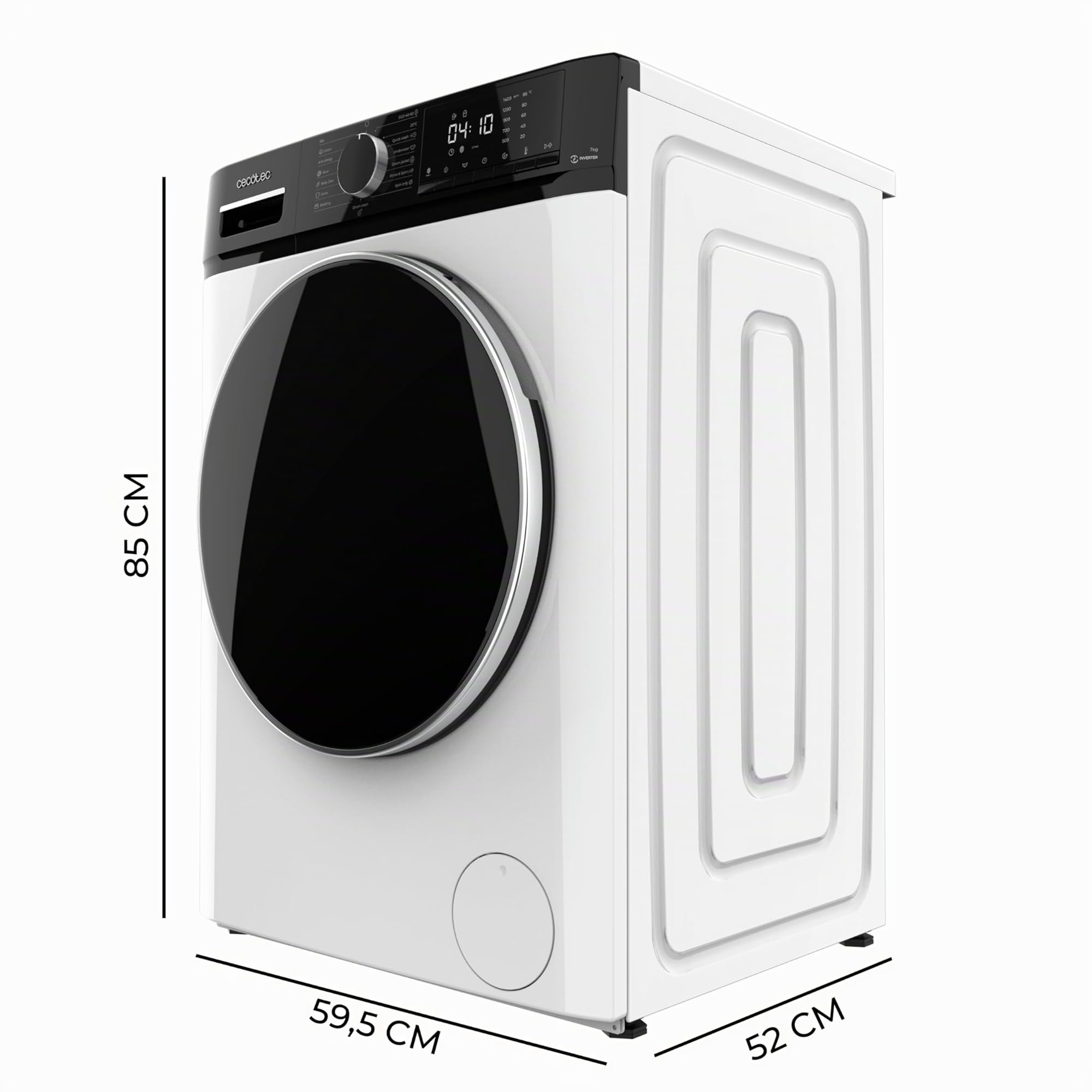 Cecotec Bolero Dresscode 7610 Frontlader-Waschmaschine 7 kg 1400 U/min A Inverter Plus Dampffunktion 15 Programme