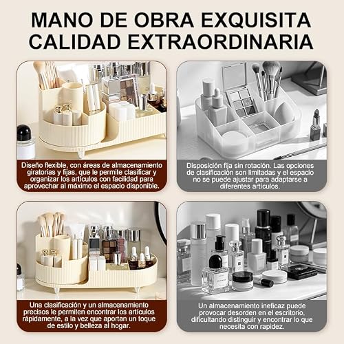 Miniatura 5 de Jvision Organizador De Maquillaje Giratorio, Organizador Brochas Maquillaje, 360 Rotatorio Gran Capacidad Con Herramientas Para Limpiar Brochas