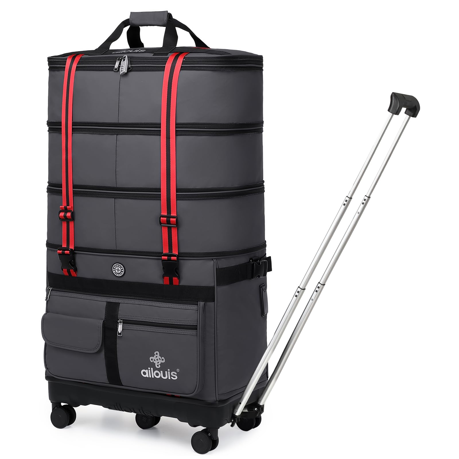 expandable foldable luggage bag with telescoping handle collapsible suitcase with removable universal wheels rolling travel bag for men women duffel bag