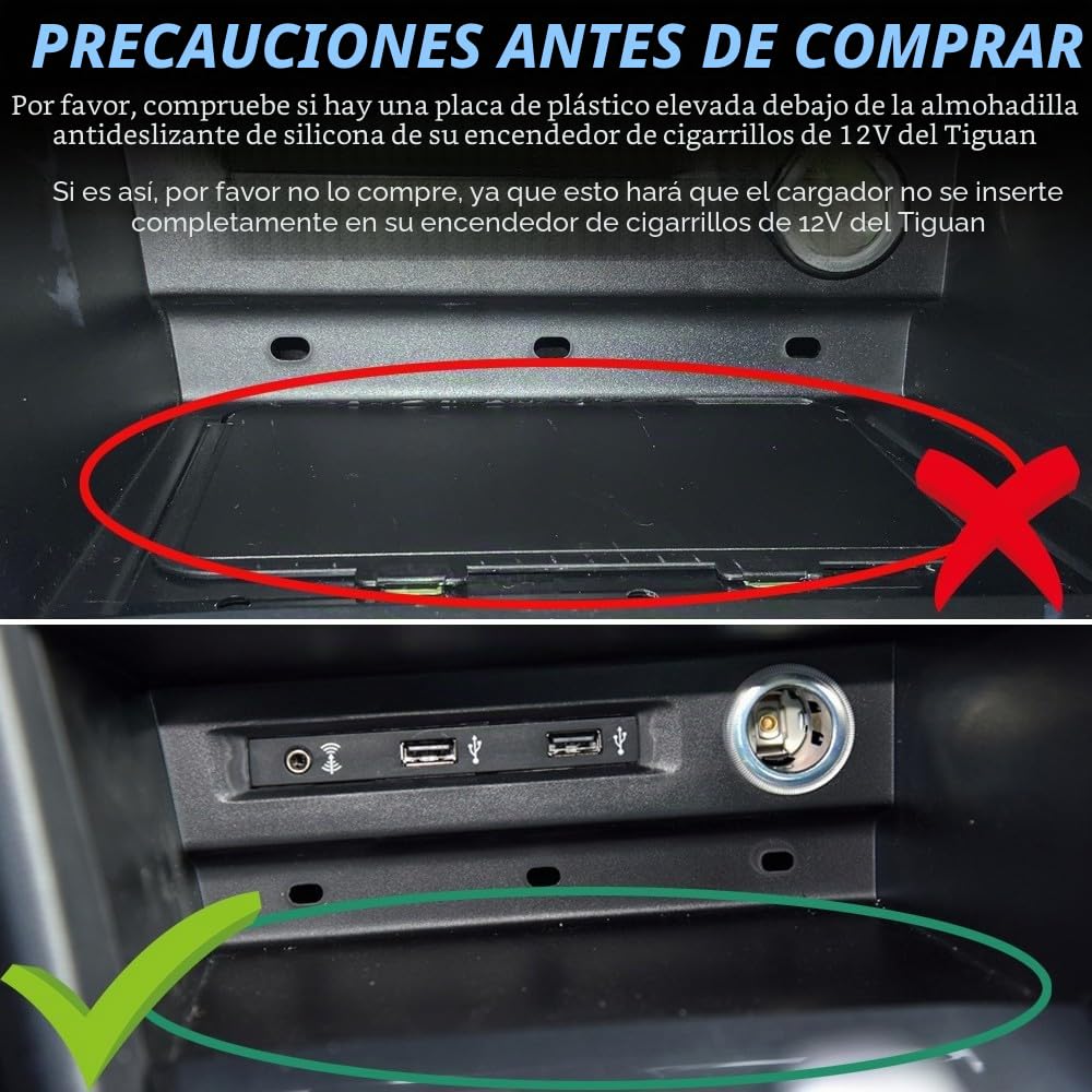 Cargador de Coche Inalámbrico para Volkswagen VW Tiguan 2017 2018 2019 2020 2021, 15W Carga Rápida Coche Teléfono Cargador con 18W QC3.0 USB, para Volkswagen Tiguan Interiores Accesorios