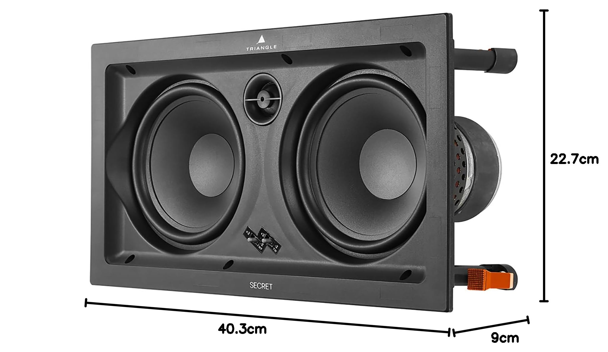 Triangle - Secret LCR7 - Enceinte encastrable Murale - 140W - 2 x Haut-parleurs 17 cm –Tweeter Orientable - Musique & Home-Cinéma Frontale/Centrale/Surround - 403 x 227 x 90 mm (Pièce)