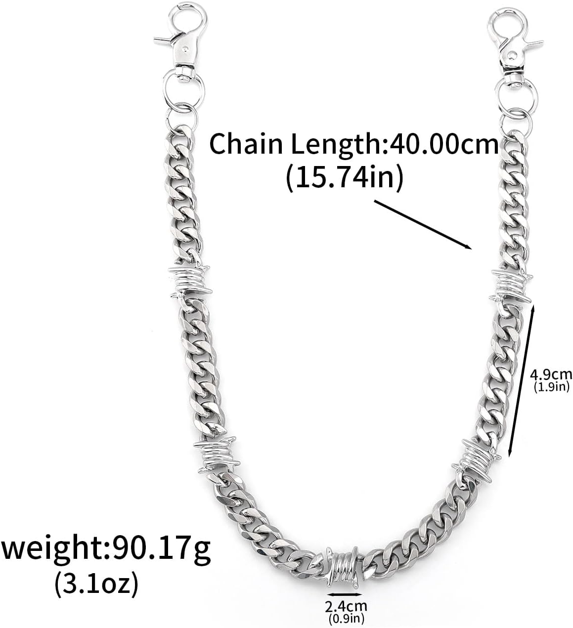 Gothic Barbed Wire Chain Bag Charm Purse Wallet Chain for Men image 2
