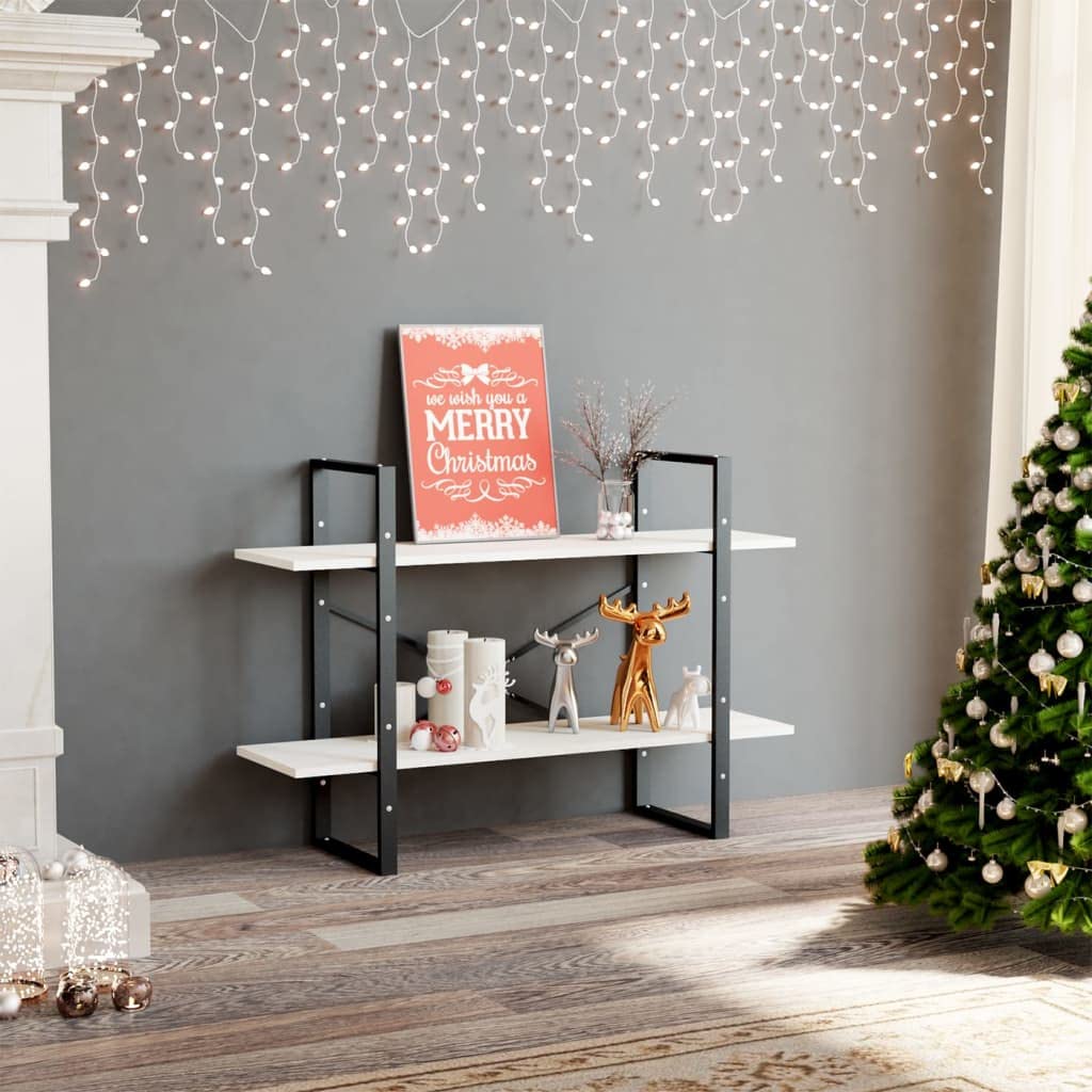 Bücherschrank Kiefer Massivholz 100x30x70 cm, Bücherregal mit 2 Ablagen in Weiß, Standregal für Bücher und Dekoration, pflegeleicht mit feuchtem Tuch