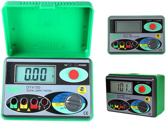ELEOPTION DY4100 Digital Earth Ground Resistance Tester Meter Digital Earth Tester 0/20/200/2000 Battery Powered