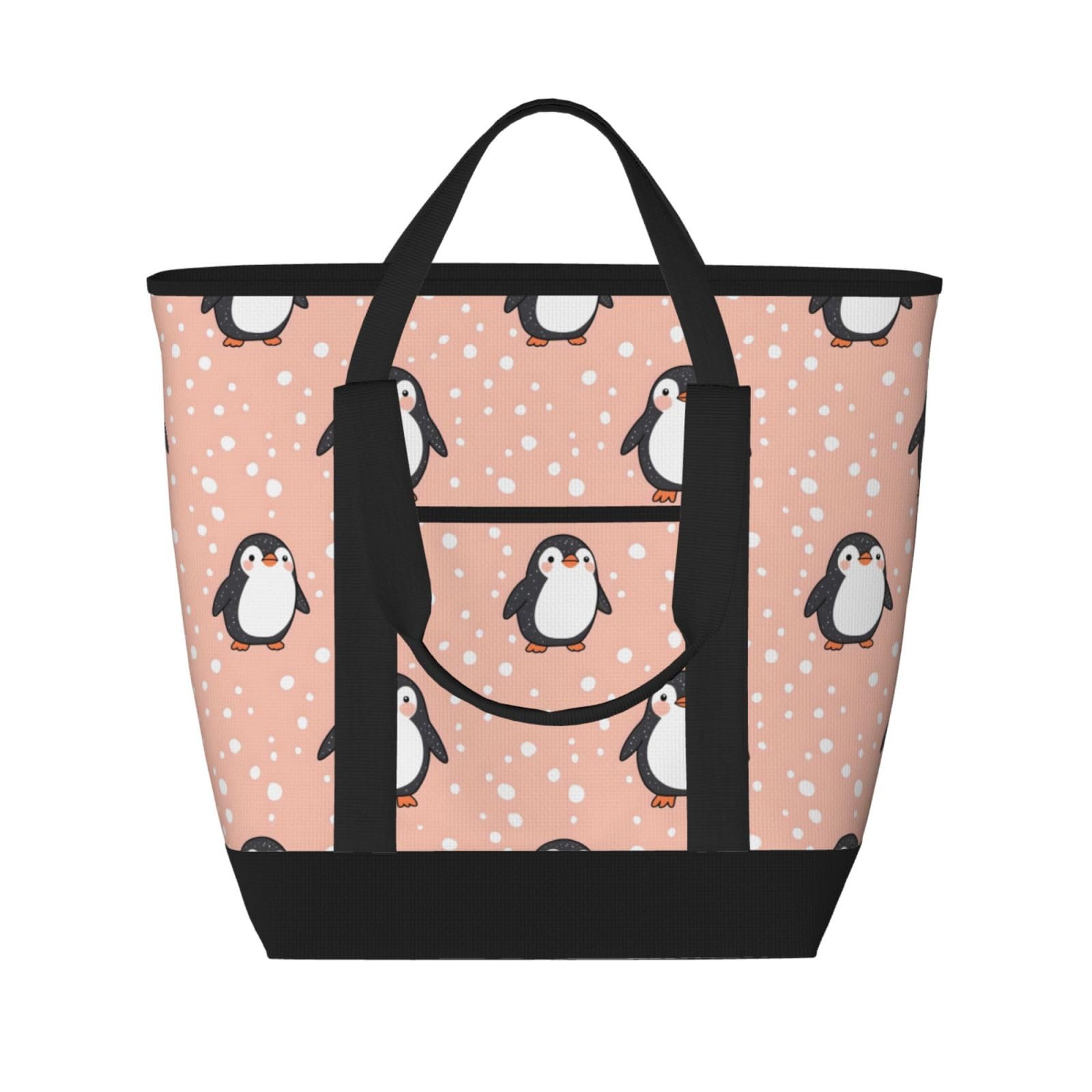Sac d'épicerie isotherme grand format à imprimé pingouin pour courses