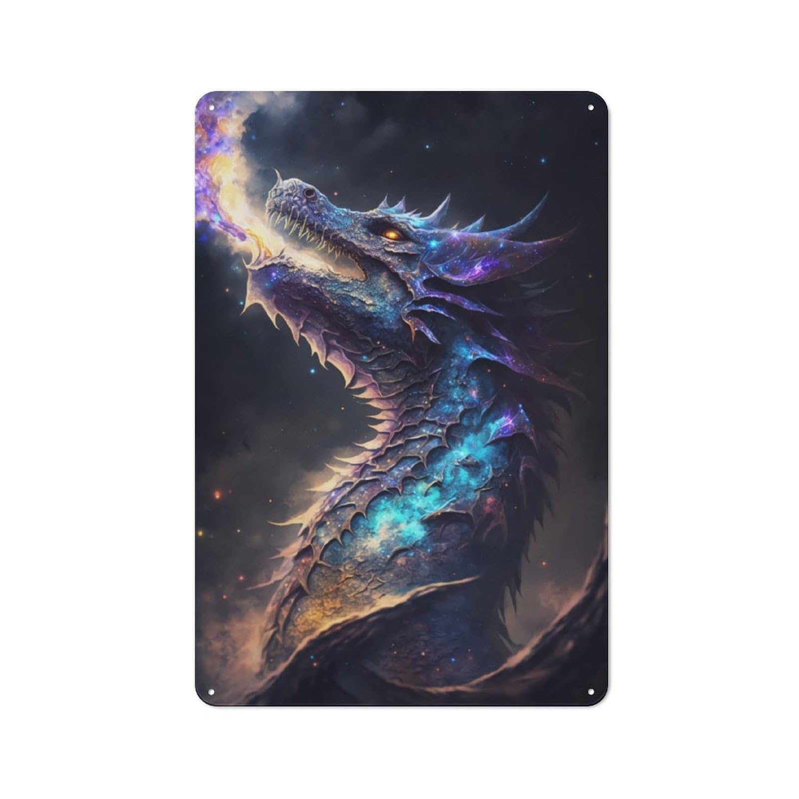 Junmoney Elder Dragons Cosmic Reign Metal Wall Sign 30X20cm, Retro Decor For Pub Or Café, For Vintage Wall Decor Fans, For Garage And Workshop Walls
