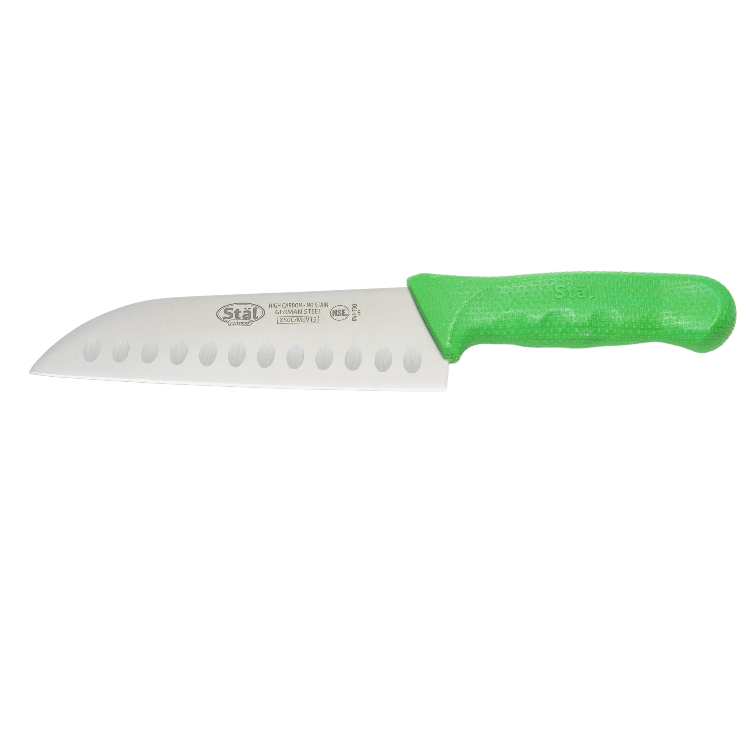 Winco 7" High Carbon Steel Japanese Santoku Chef Knife, Green