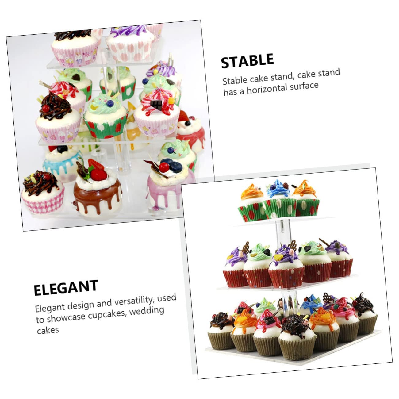 Yardwe Supporto per Torte in Acrilico a 3 Livelli, Espositore Raffinato e Leggero per Cupcake, Dolci e Dessert, per Decorazioni per Feste e Matrimoni