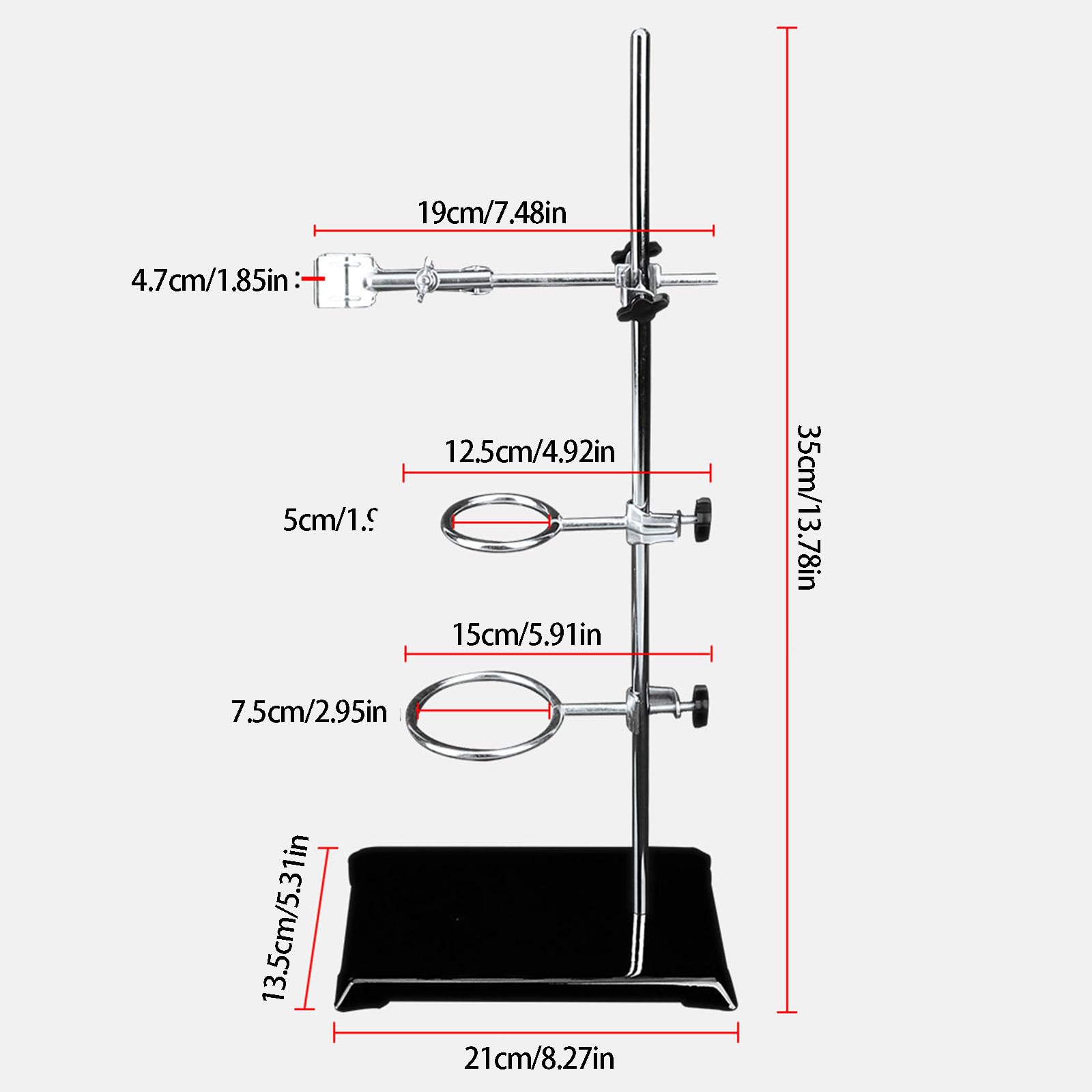 Supporto da laboratorio Supporto per esperimenti chimica altezza 35 cm Supporto per esperimenti chimica con superfici antiruggine e morsetti serraggio Supporto per esperimenti chimica