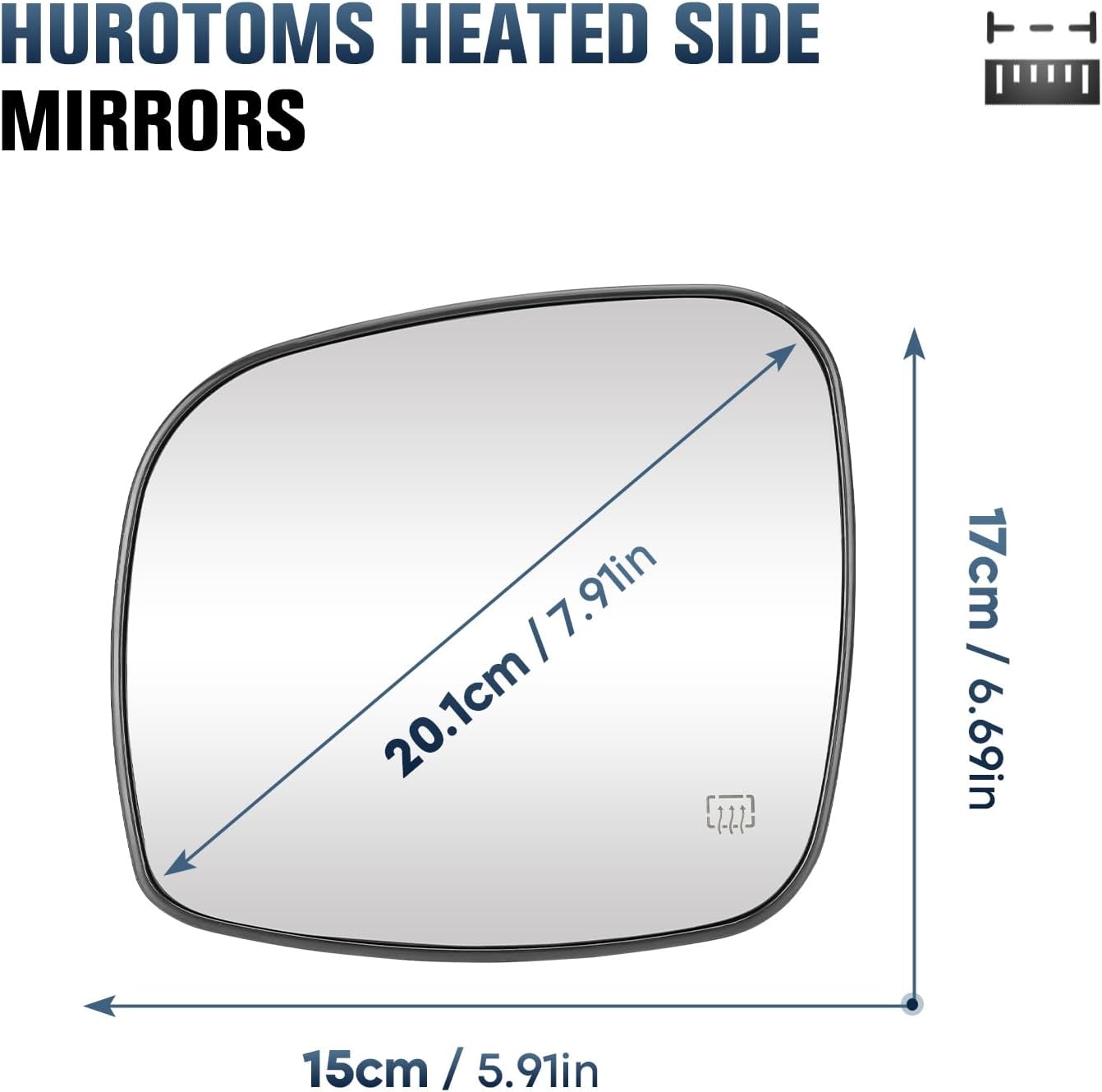Driver Left & Passenger Right Side Heated Mirror Glass Compatible with Chrysler Town & Country 2008-2016 for Dodge Grand Caravan 2008-2020 for RAM CV 2012-2015 (without Automatic Dimming)