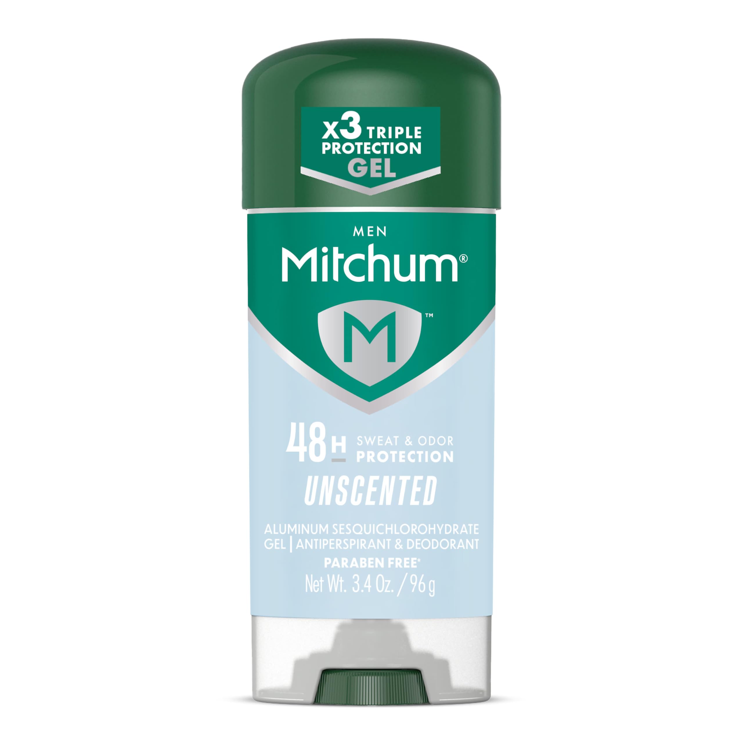 Mitchum Men’s Triple Odor Protection Antiperspirant & Deodorant Gel, Unscented, 48HR Protection, 3.4 oz