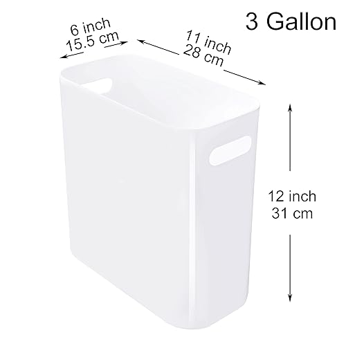 Miniatura 4 de Youngever Paquete de 2 cubos de basura delgados de 3 galones, contenedor de basura de plástico, con asas para oficina en casa, sala de estar, sala