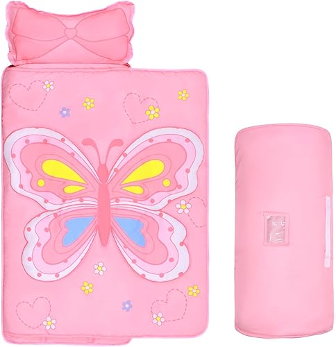 Cloele Tapete para siesta para niños pequeños con almohada extraíble, saco de dormir de 53 x 21 pulgadas para niños de 3 a 7 años, tapete