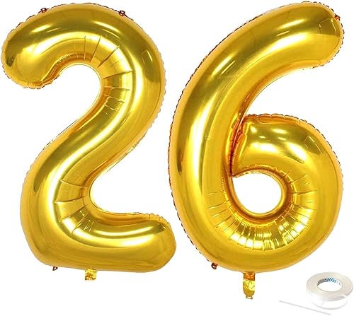 Globos dorados jumbo de 40 pulgadas con el número 26 o 62, decoraciones para festivales, cumpleaños, aniversario, globos de helio, suministros de