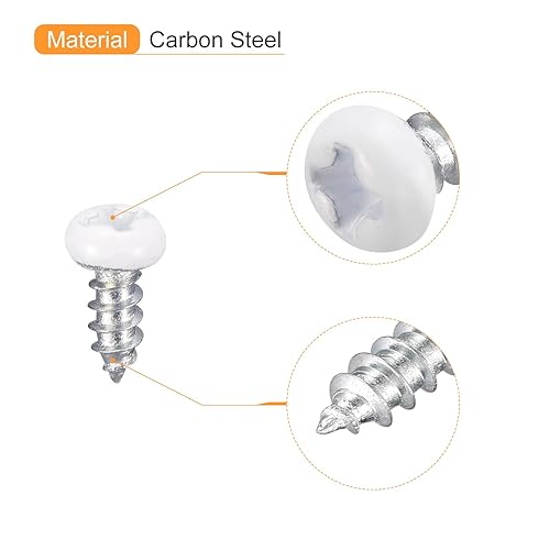 Miniatura 4 de uxcell Tornillos blancos ST3x6mm Tornillos autorroscantes, 100 tornillos Phillips de cabeza plana para madera para carpintería