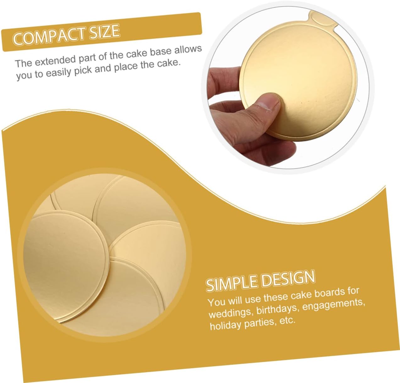 200sheets Disposable Cake Boards Cake Display Trays for Mousse Tiramisu and Party Desserts Sturdy Easy to Handle for Events and Celebrations