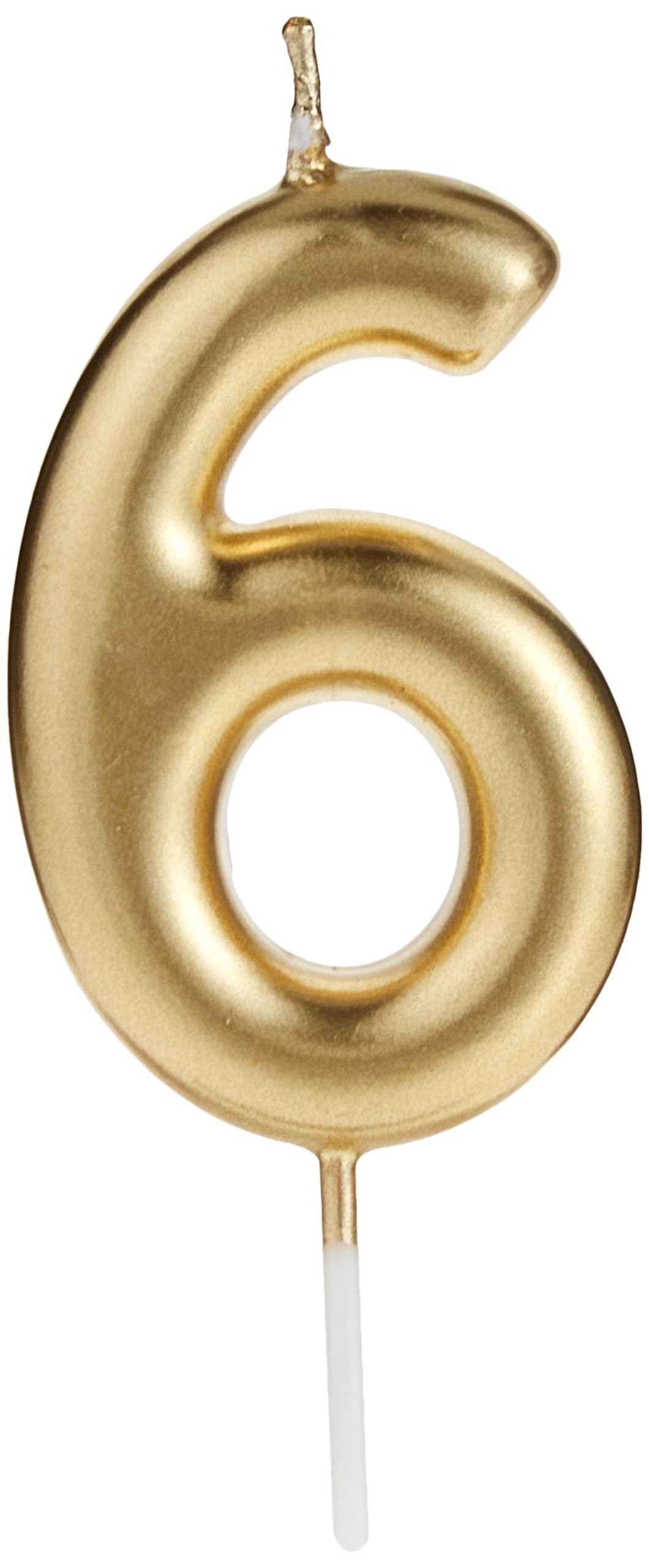 Gold Number '6' Candle
