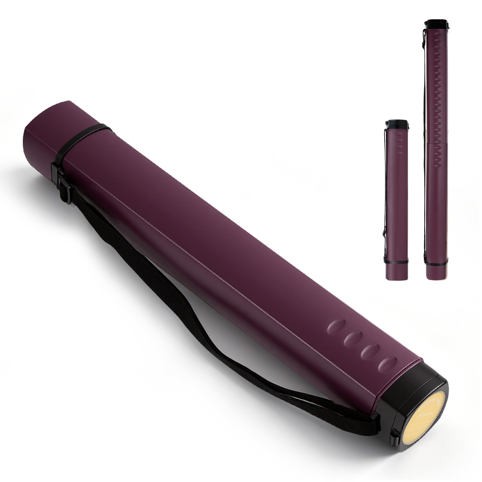 DEWEL Adjustable Poster Tube 63-107cm, Waterproof Plastic Document Storage Tube Telescoping Carrying Case, Light Resistant Drawing Tube Painting Picture Tube Holder, Burgundy