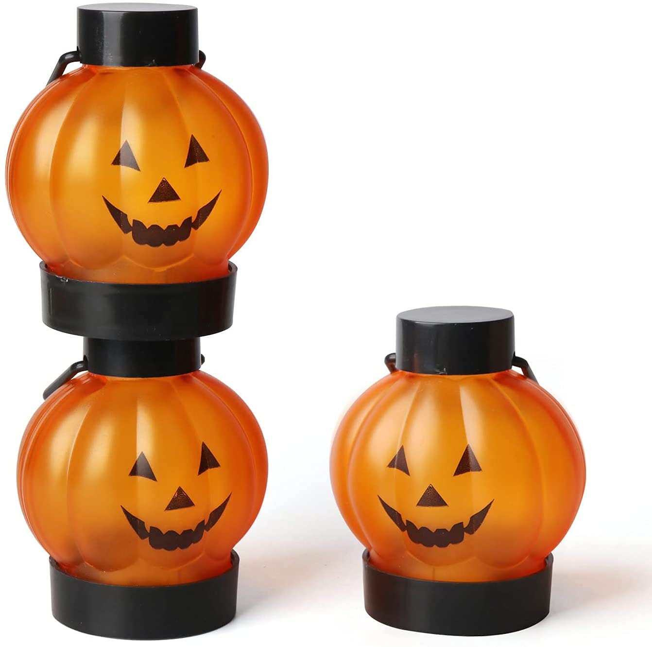 12 Bougies LED Citrouille Halloween - Visages Effrayants - Alimentation Piles Bouton Incluses - Pour Décoration De Fête, Arbre Ou Porte