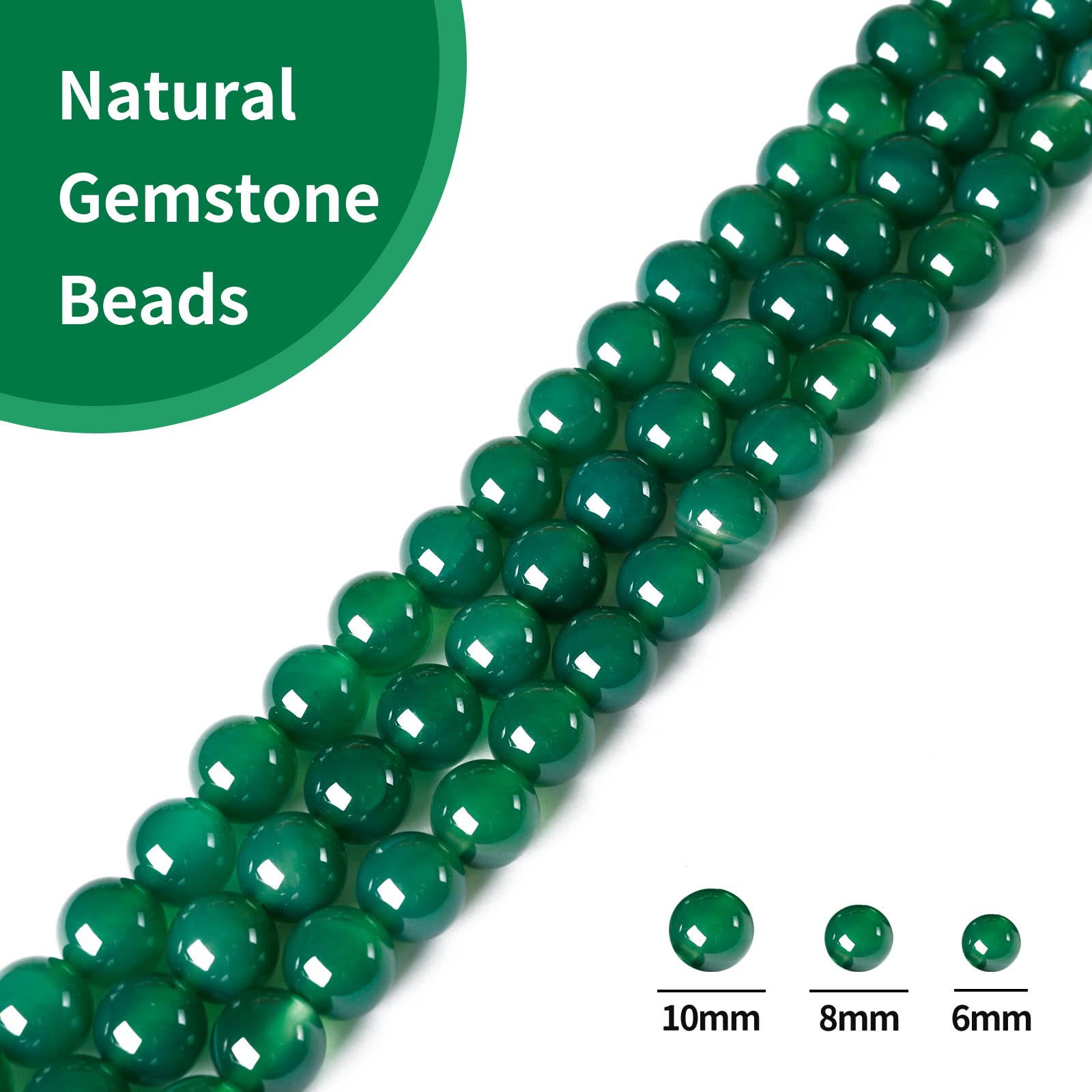 60pcs 6mm Natural Green Agate Beads | Round Gemstone Beads For Jewelry Making | Loose Beads - View #5