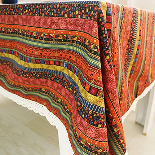 Nappe coton lin style ethnique nappe rétro rectangle nappe 90x90