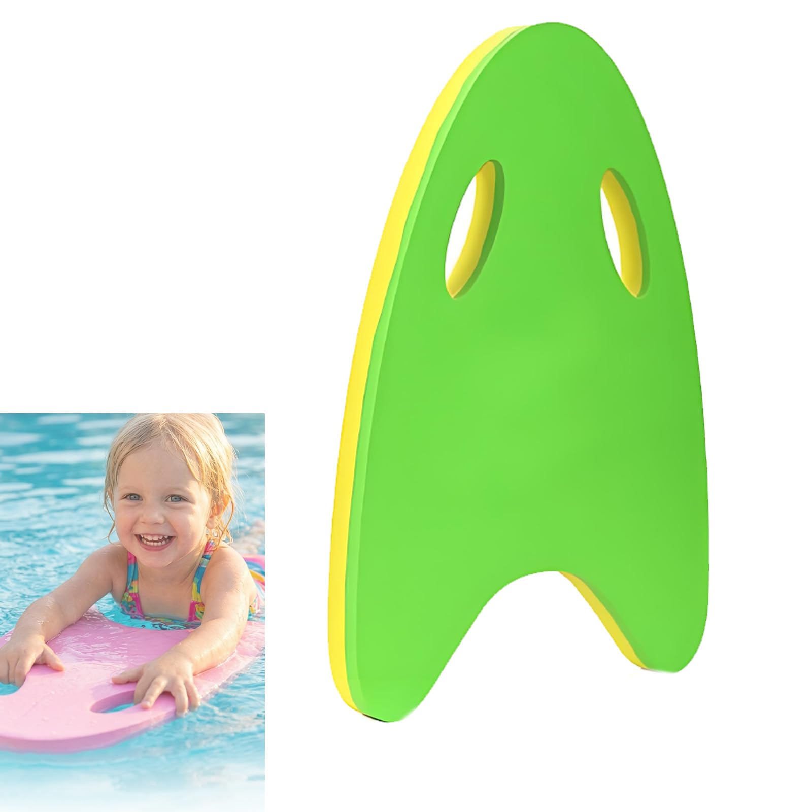 Swimming Kickboard,Swimming Kickboard for Kids & Adults,EVA Foam Swim Training Aid with Secure Hand Holes,Anti-Slip,Buoyant Kick Float for Beginners Swim Kick Board (A-green)