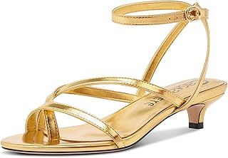 Womens Kitten Heel Open Round Toe Sandals Ankle Strap Prom Dress Summer 1.4 Inches Heels - Buy now