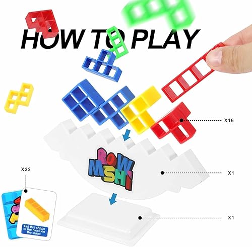 Miniatura 6 de Stack Attack Tower Stacking Balance Game Mini Cooperative Board Team Building Juguete para niños y adultos (48 piezas)