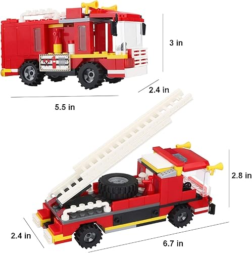 Miniatura 4 de 2 in 1 City Fire Truck Fire Station Building Blocks Fire Engine Vehicles Set Fire Fighter Building Kit Fire Rescue Toys Xmas Gifts Present Building