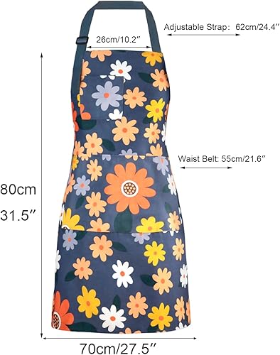 Miniatura 2 de Delantales para mujer con 4 bolsillos, 2 piezas, delantales de cocina ajustables, delantal de chef para mujeres, hombres, cocina, parrilla, hornear,