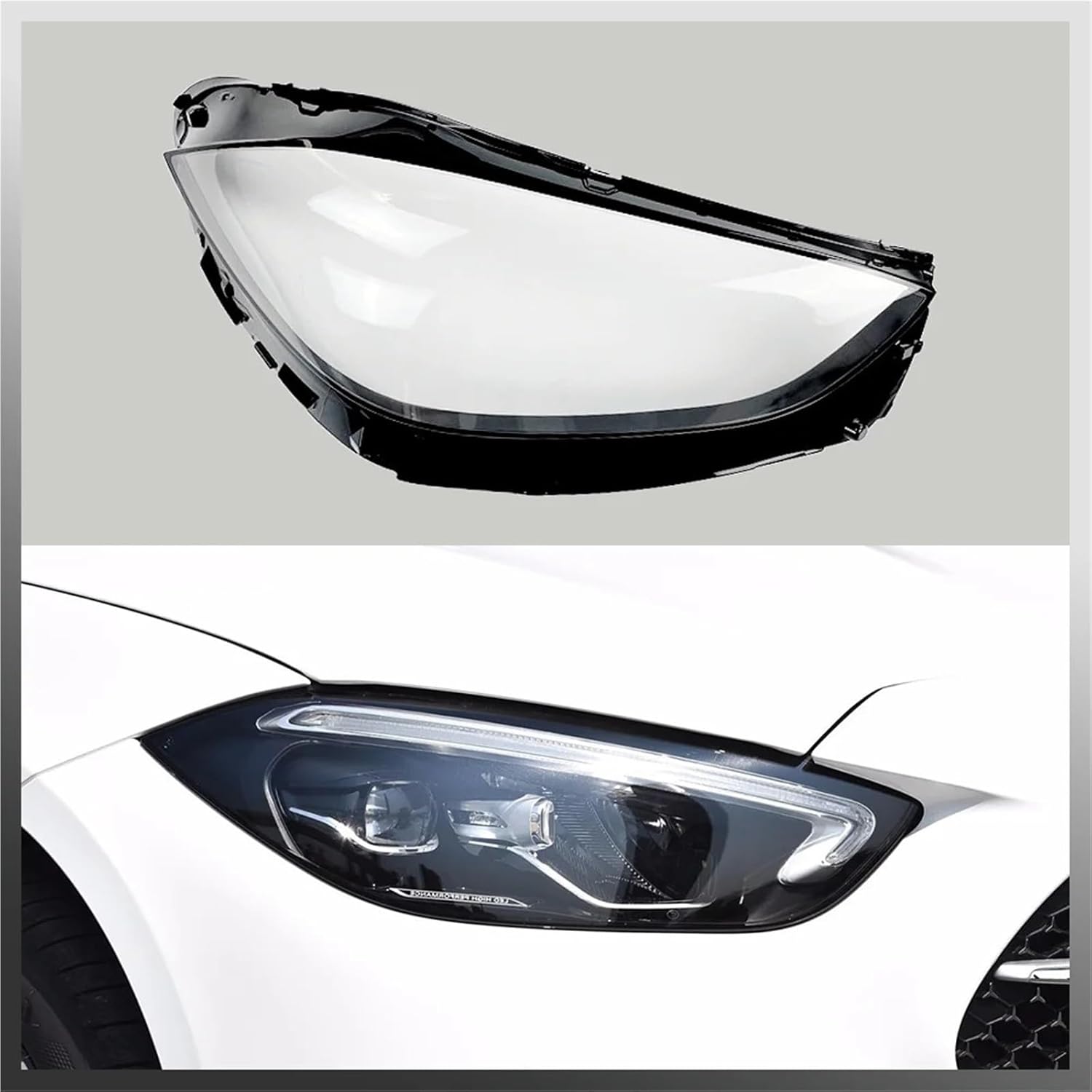 Headlight Shell Compatible for Mercedes For Benz C-Class W206 2022 2023 2024 Front Headlamp Cover Lampshade Plexiglass Replace Original Lens (1PCS Right Side)