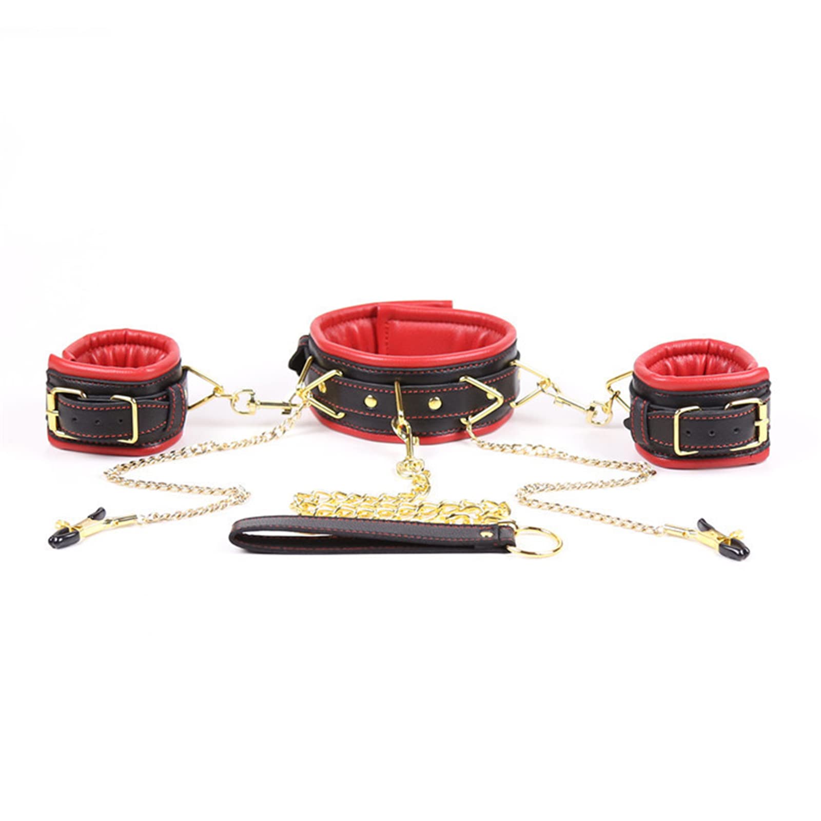 Collier De Menottes, Pinces À Tétons, Ensemble De Bondage Avec Chaînes De Laisse SM, Menottes En Cuir Éponge, Menottes, Contraintes De Lit, Collier De Retenue Du Cou, Esclave, Flirt, Jouets