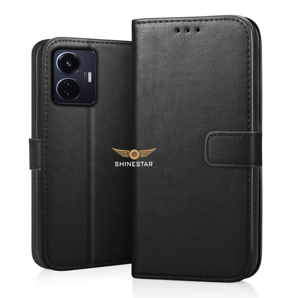 SHINESTAR iQOO Z6 44W / Vivo T1 44W Flip Back Cover | PU Leather Flip Cover Wallet Case with TPU Silicone Case Back Cover for Vivo T1 44W / iQOO Z6 44W - (Classy Black) (B0B6GLLQHY) Amazon Price History, Amazon Price Tracker