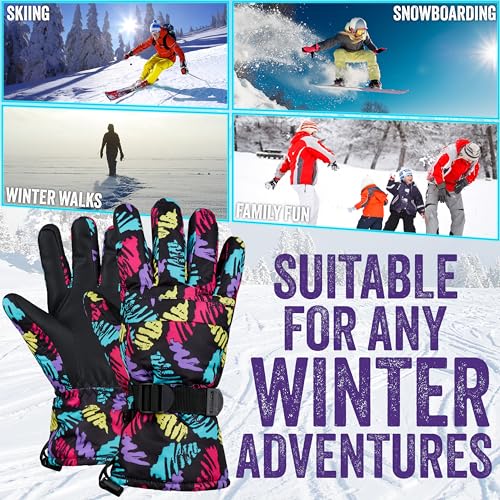 CityComfort Guantes de Esquí para Hombre, Guantes Térmicos Impermeables Táctiles, Guante Invierno Forrado Cálido Esquí Snowboard Nieve Frio L/XL (Multicolor) - imagen 6