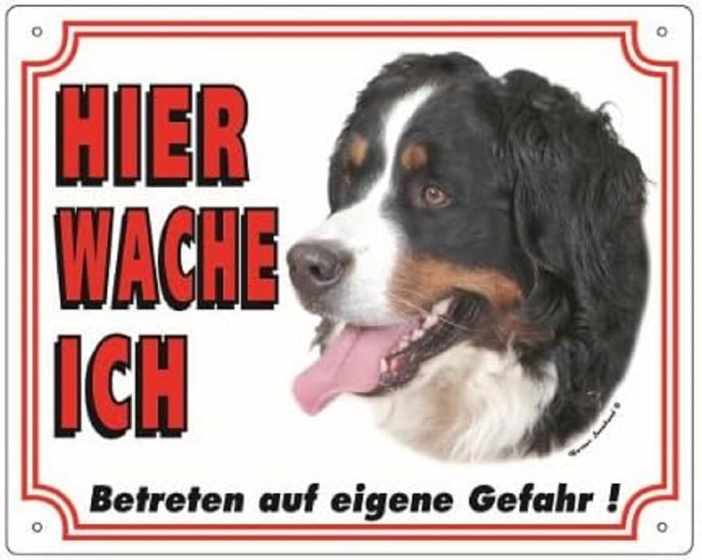 Nobby Bernese Mountain Dog Warning Sign Yellow 12 x 3.5 cm
